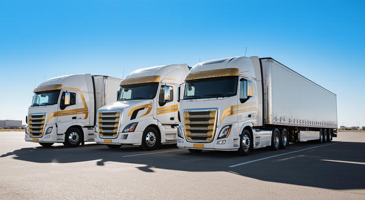 Pristine fleet of BALTIC FORWARDING, INC. logistics trucks on the open road