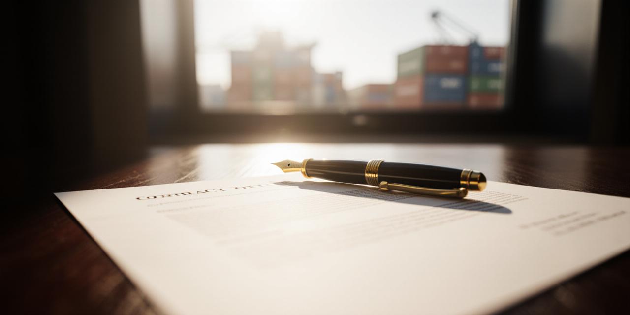 Close-up of a legal logistics contract and a professional fountain pen on a mahogany desk